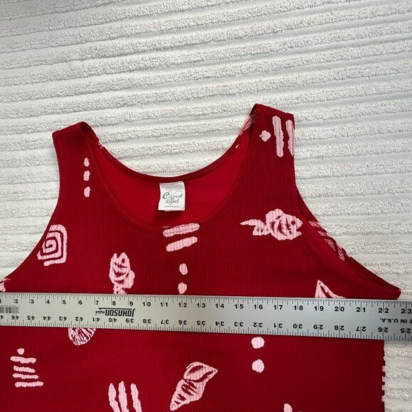 Casual Land Womens Red Seashell Print Sleeveless Maxi Dress Size XL Scoop Neck - Picture 6 of 7